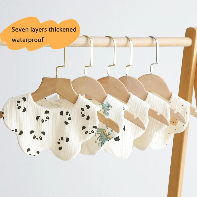 Multi-Layered Waterproof Baby Bib – 7-Layer Soft Cotton Collar Bib with 38 Cute Print Designs for Infants & Toddlers