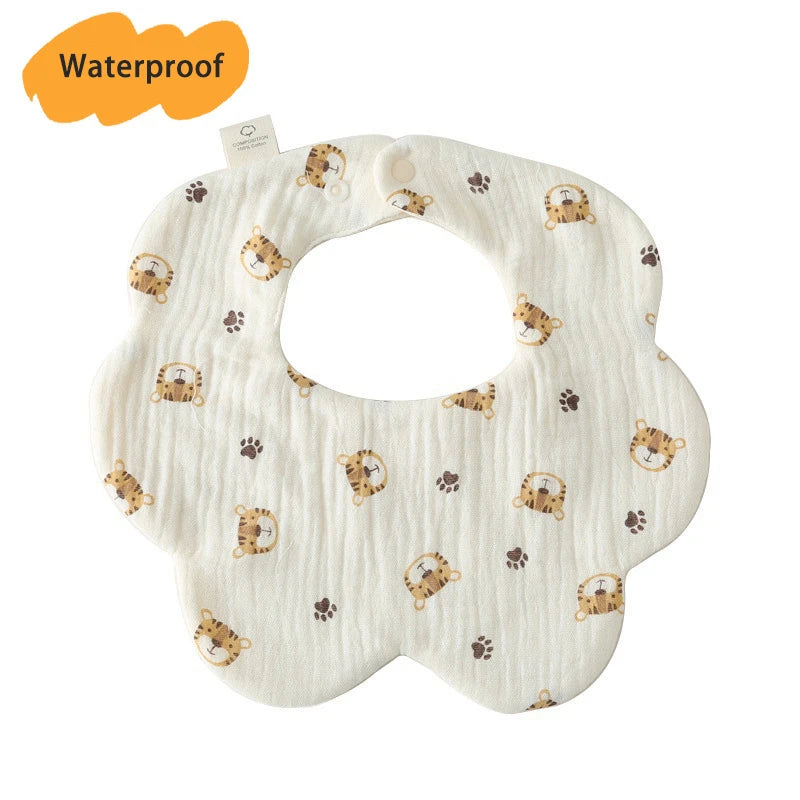 Multi-Layered Waterproof Baby Bib – 7-Layer Soft Cotton Collar Bib with 38 Cute Print Designs for Infants & Toddlers