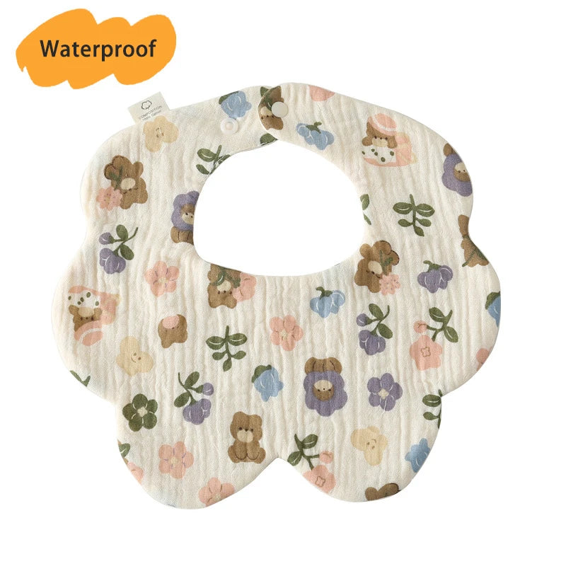 Multi-Layered Waterproof Baby Bib – 7-Layer Soft Cotton Collar Bib with 38 Cute Print Designs for Infants & Toddlers