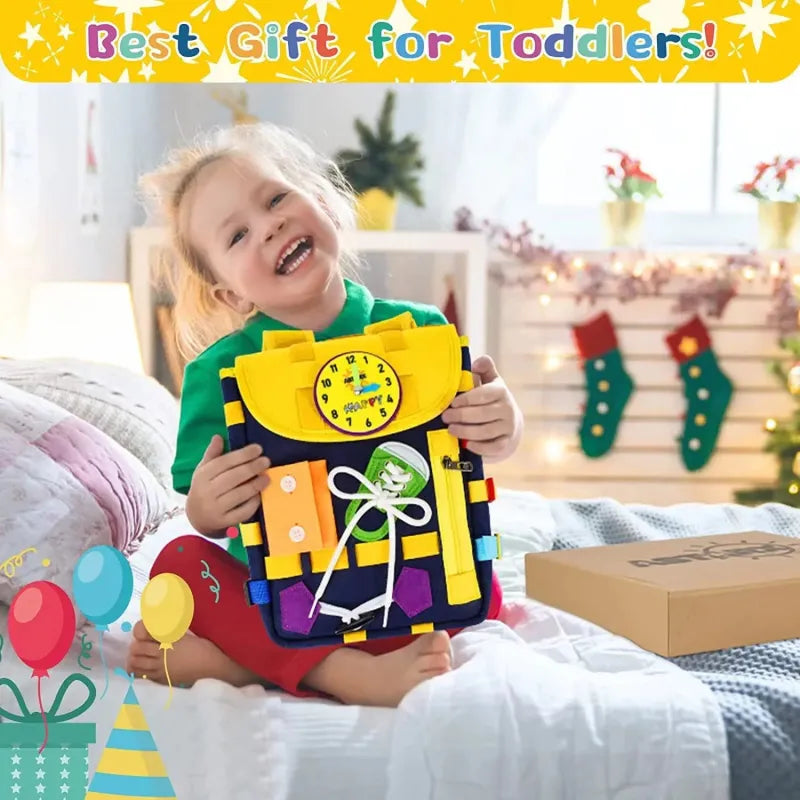 SkillMaster Toddler Busy Board Backpack – Buckles & Learning Activity Set for Life Skills - The Little Big Store