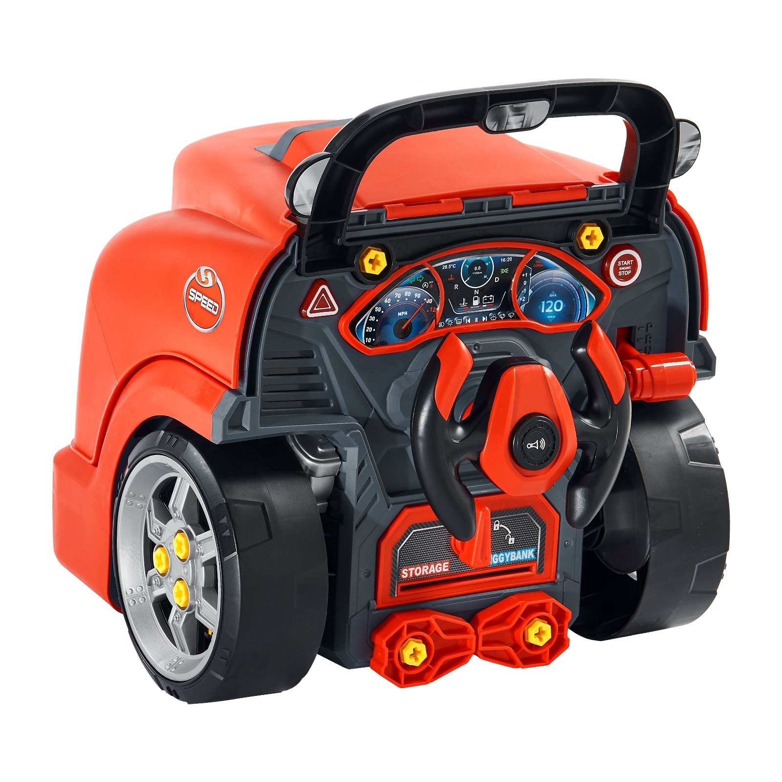 VEVOR Engine Toy, 60 Pieces, Kids Mechanic Car Repair Set with Removable Parts, Lights and Sounds, Steering Wheel and Horn, Kids Mechanic Workshop Set for Toddler Ages 3 Years and Up, Red