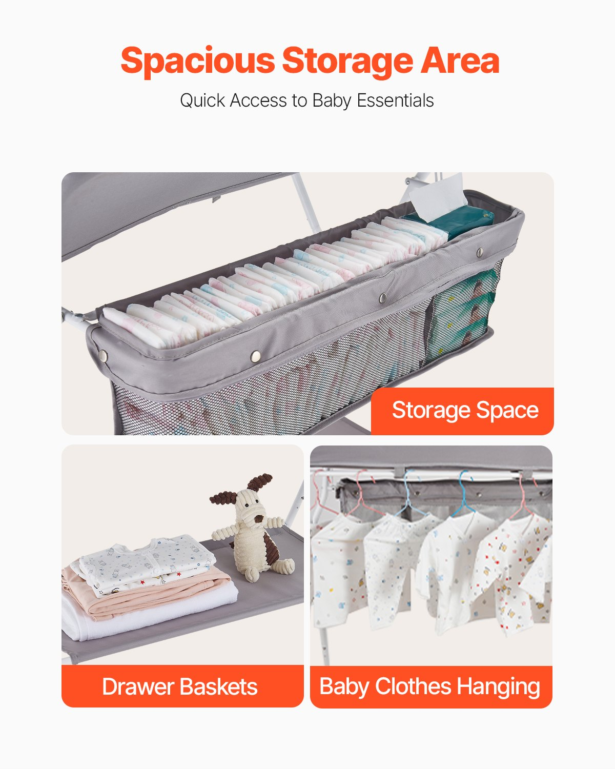 Foldable Baby Changing Table with Storage Basket – Adjustable Height