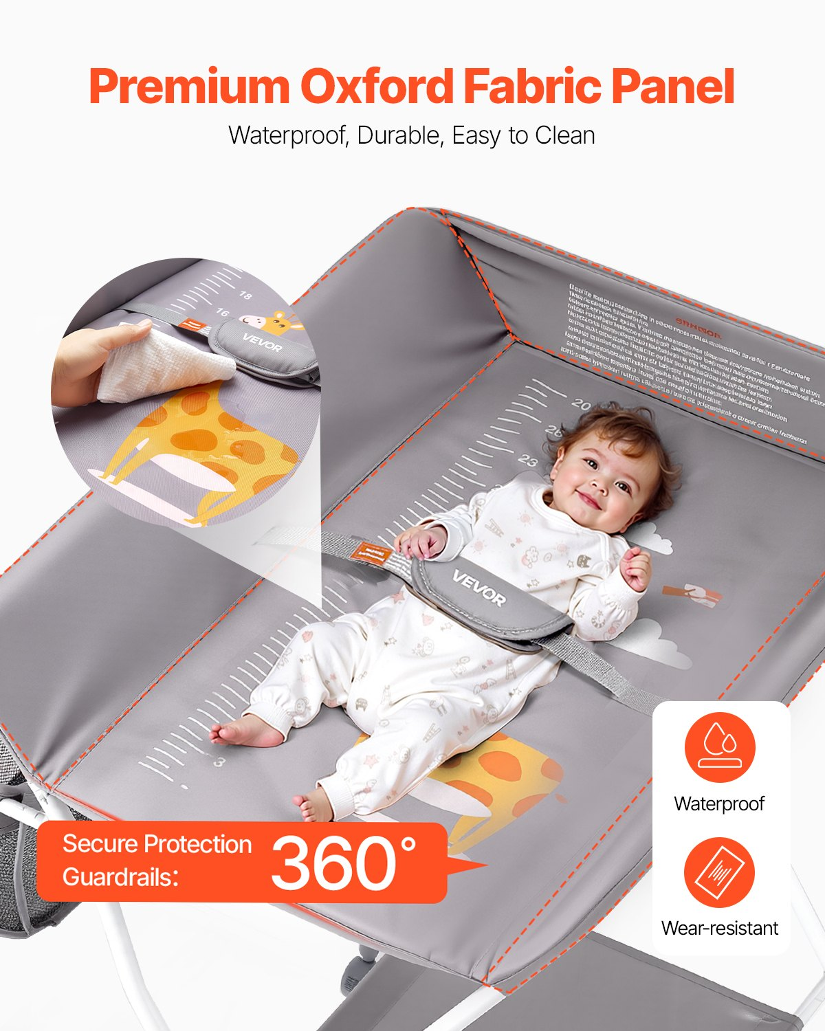 Foldable Baby Changing Table with Storage Basket – Adjustable Height