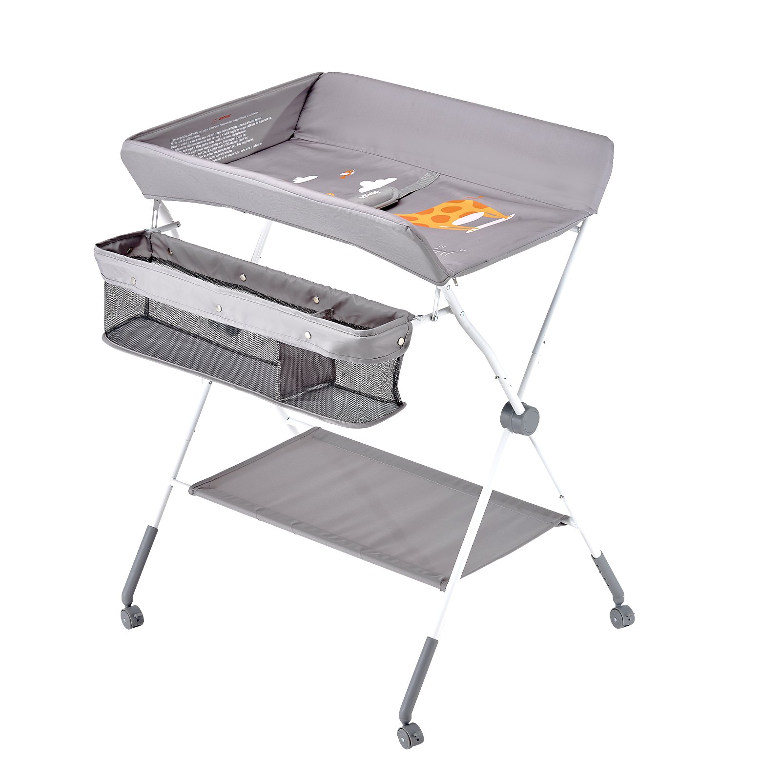 Foldable Baby Changing Table with Storage Basket – Adjustable Height