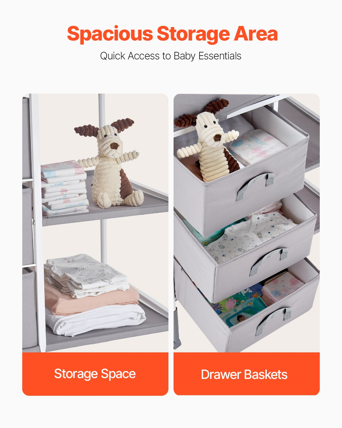 Portable Baby Changing Table with 3 Drawers – Adjustable Height Diaper Station with Wheels
