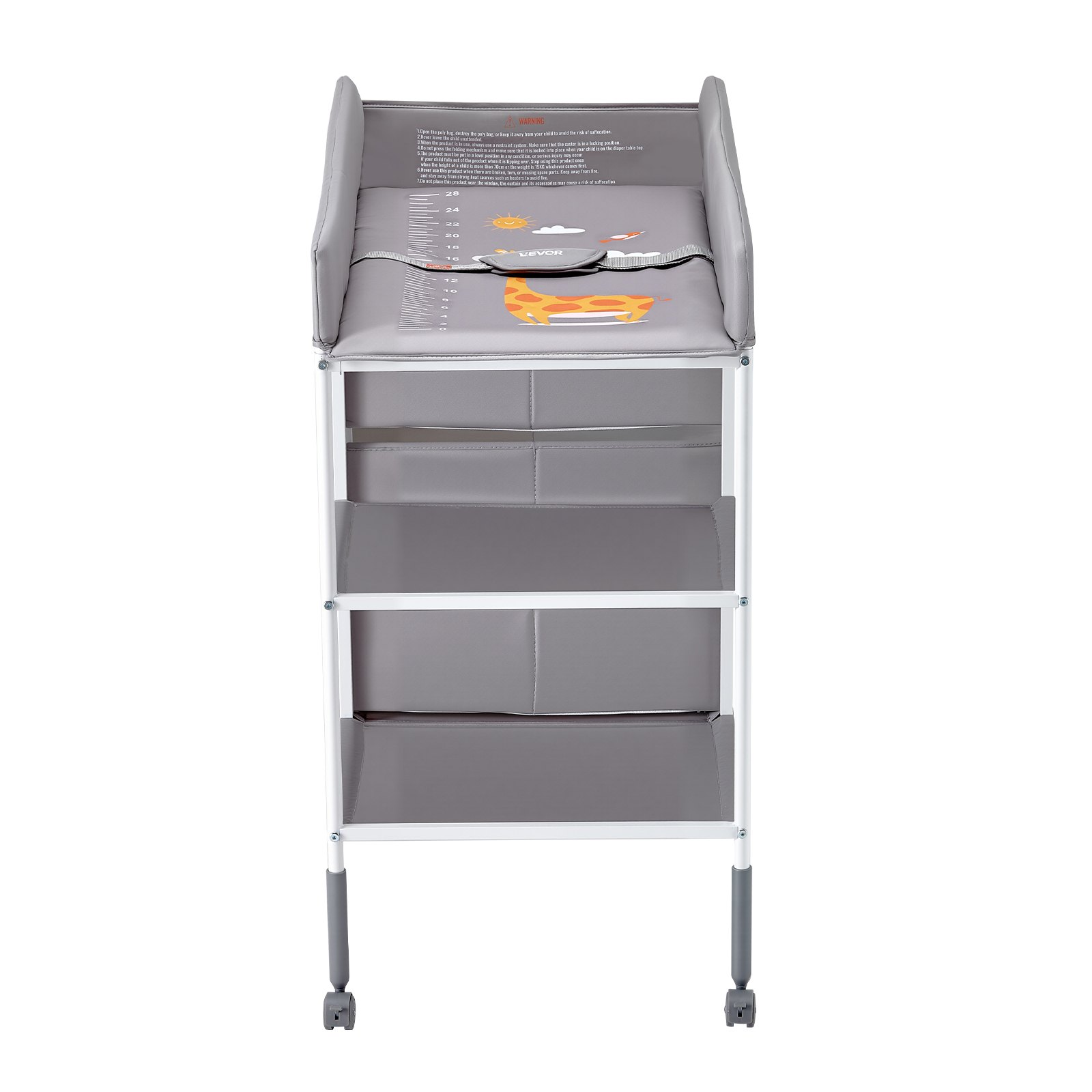 Portable Baby Changing Table with 3 Drawers – Adjustable Height Diaper Station with Wheels