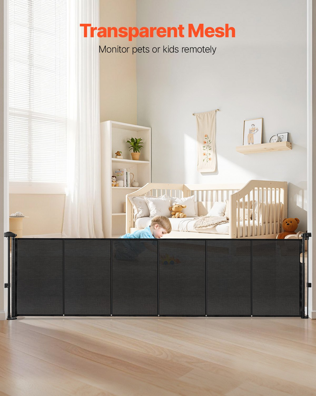 Retractable Baby Gate 34 Inch Tall – Extra Wide Mesh Safety Gate