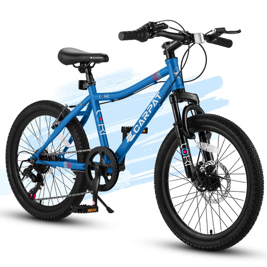 S20101 20 Inch Kids' Bike, Boys Girls Mountain Bike Ages 8-12, 7 Speed Teenager Children Kids' Bicycles, Front Suspension Disc Brake Rear V-Brake, High Steel Frame - The Little Big Store