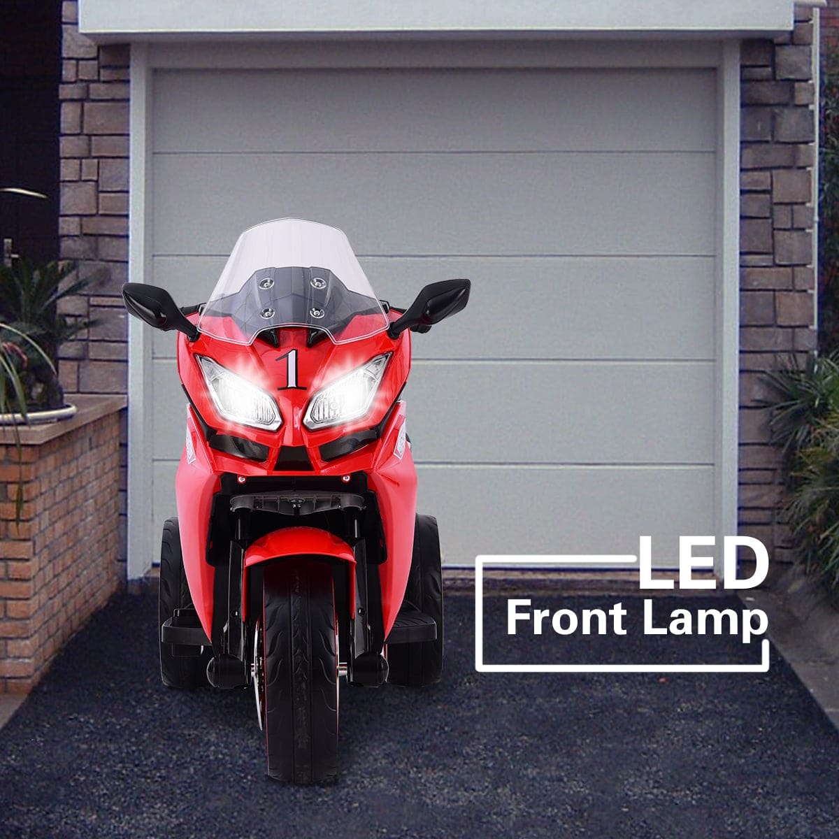 12V Kids Electric Motorcycle – 3-Wheel Ride-On Toy w/ Lights