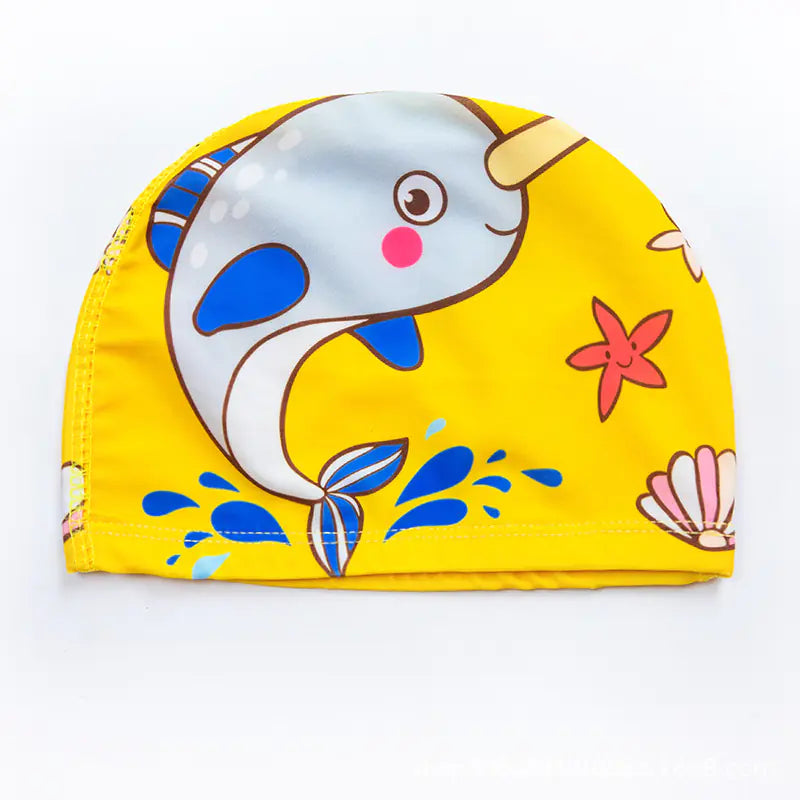 "🐬 AquaBuddies™ Swim Cap – 🧒💦 Comfy Fit for Short & Long Hair | Cute Cartoon Fun! 🎨 "