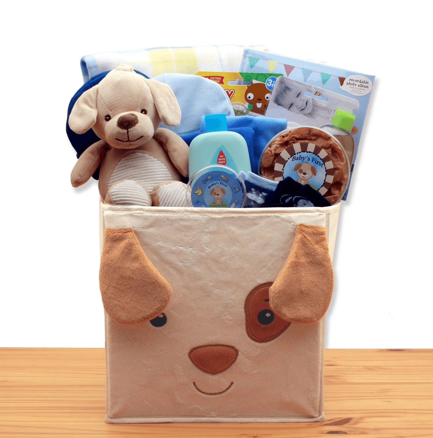 Puppy Tails New Baby Gift Basket - baby bath set - baby boy gift basket - new baby gift basket - baby gift baskets - baby shower gifts - The Little Big Store