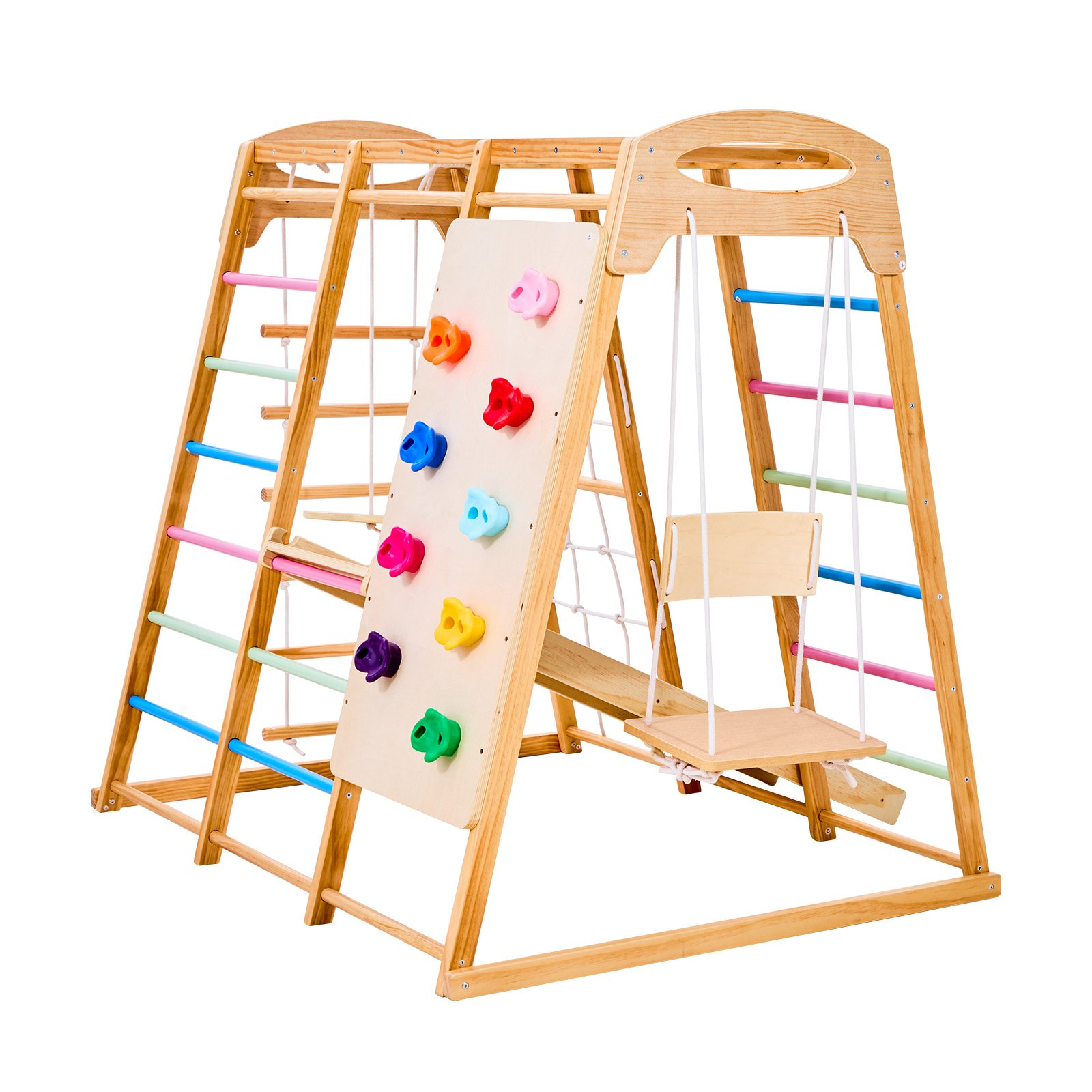 9-in-1 Wooden Indoor Jungle Gym – Montessori Climbing Playset for Kids