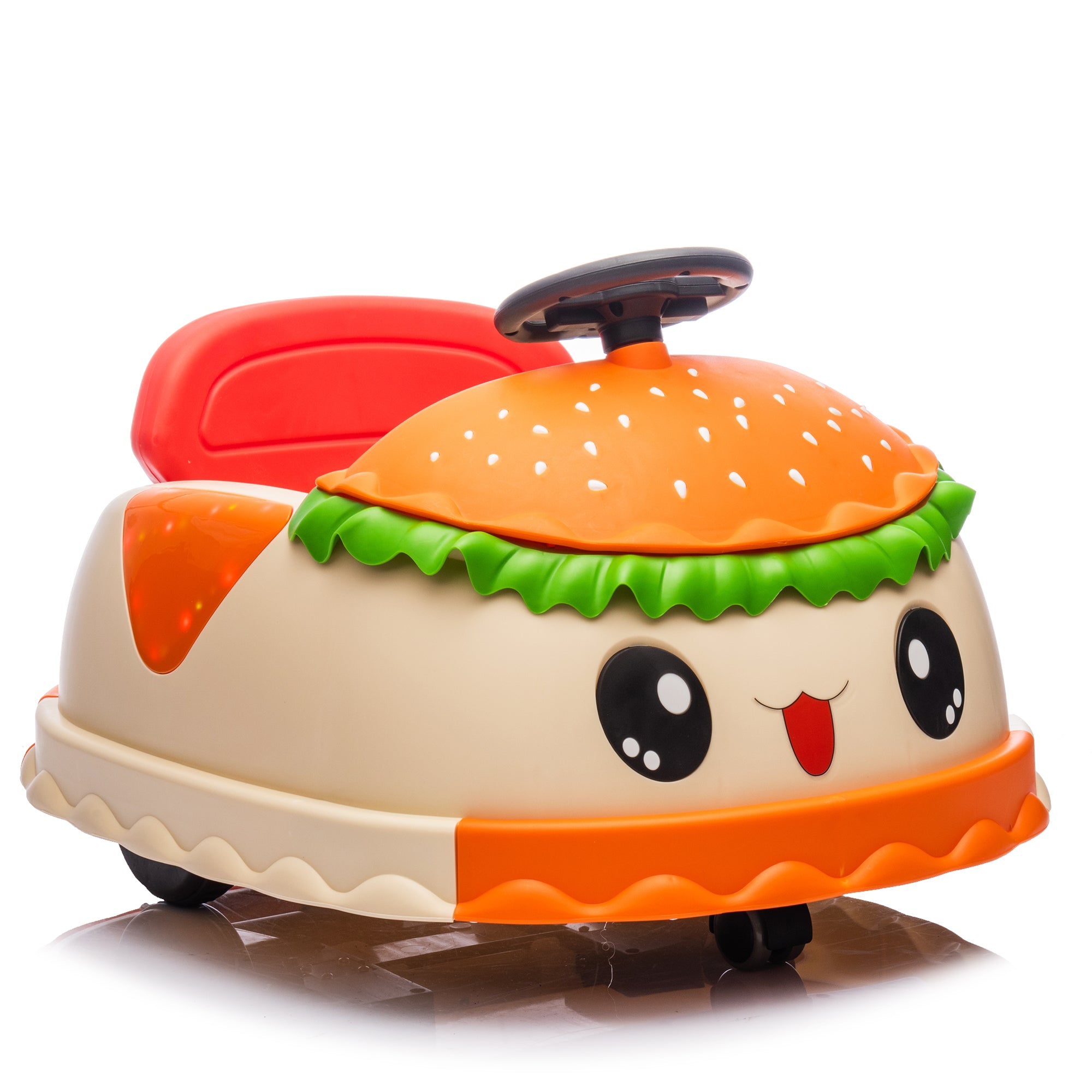 Kids 12V Ride-On Hamburger Bumper Car with Bluetooth & Storage