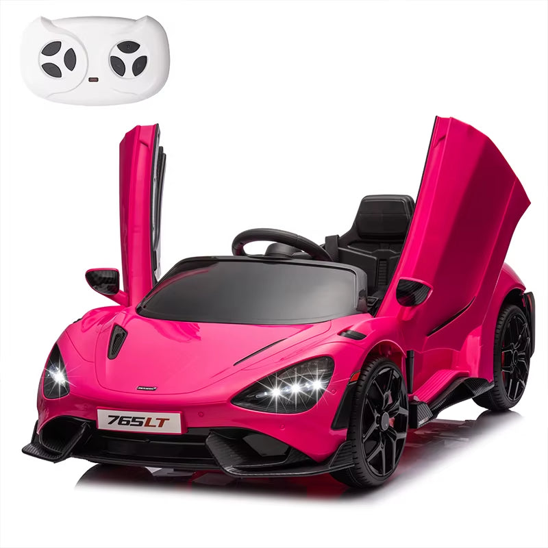 12V Licensed Mclaren 765LT Kids Ride on Toy,Electric Vehicle for Toddler Age 3+,Battery Powered Ride on Car with Hydraulic Doors