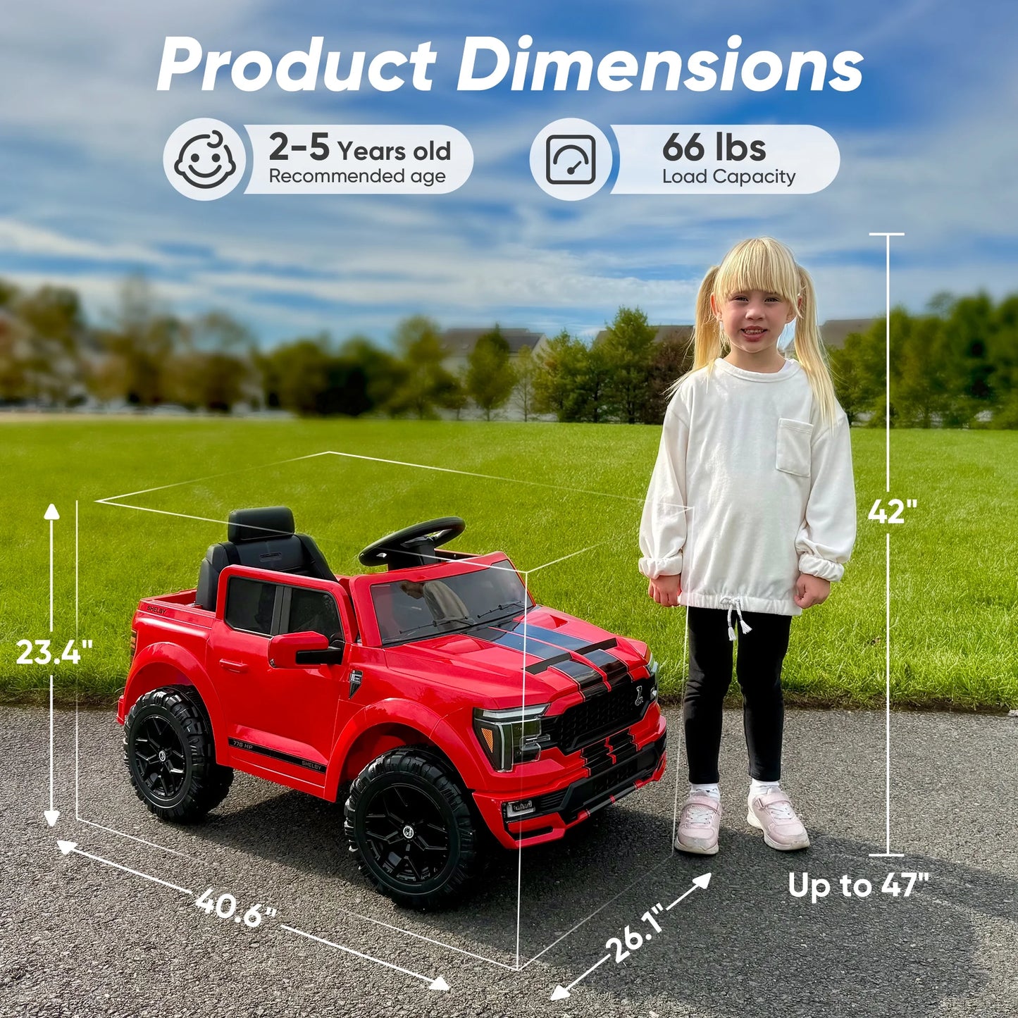 Exciting Red Ford-Shelby F-150 12V Electric Ride-On Truck for Kids with Remote Control - Perfect Adventure Toy for Ages 2-5!