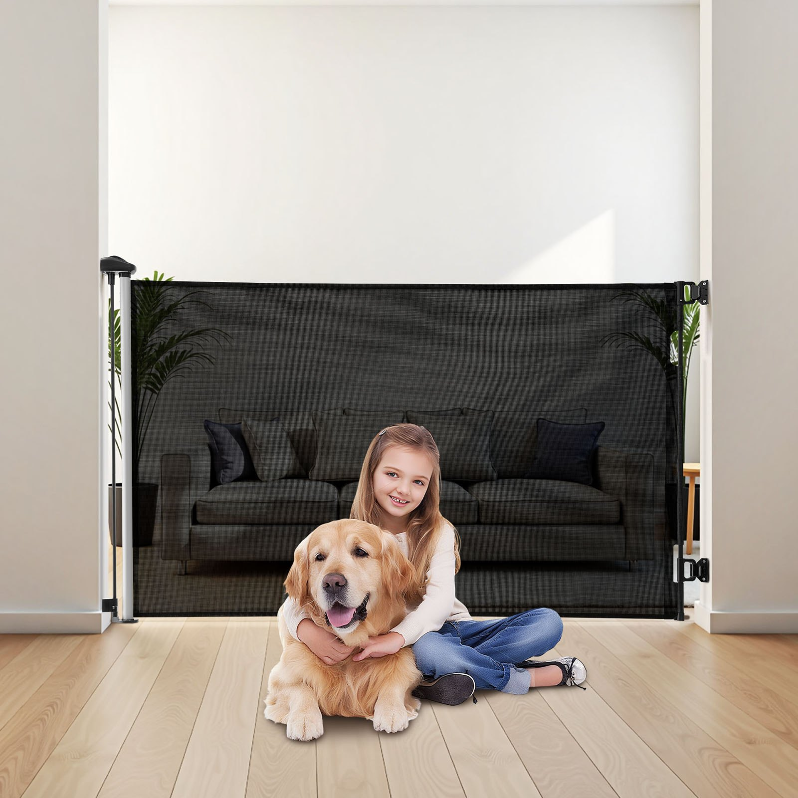 Retractable Baby Safety Gate – Extra Wide Mesh Stair & Door Barrier (57 Inch)