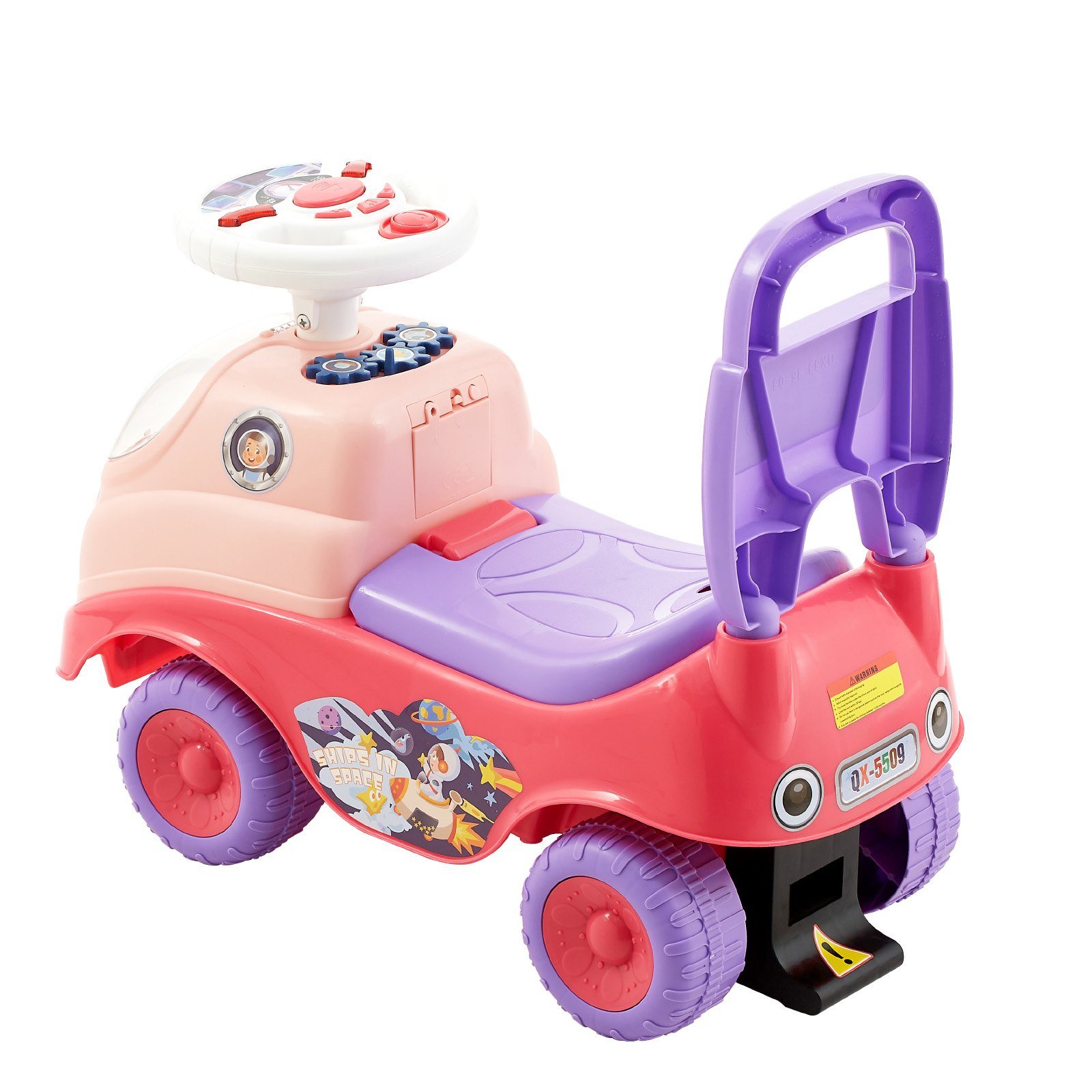 TinyCruiser™ Deluxe Toddler Ride-On Push Car – Foot-to-Floor Walker with Horn, Music & Under-Seat Storage for Kids Ages 19–36 Months (Pink)