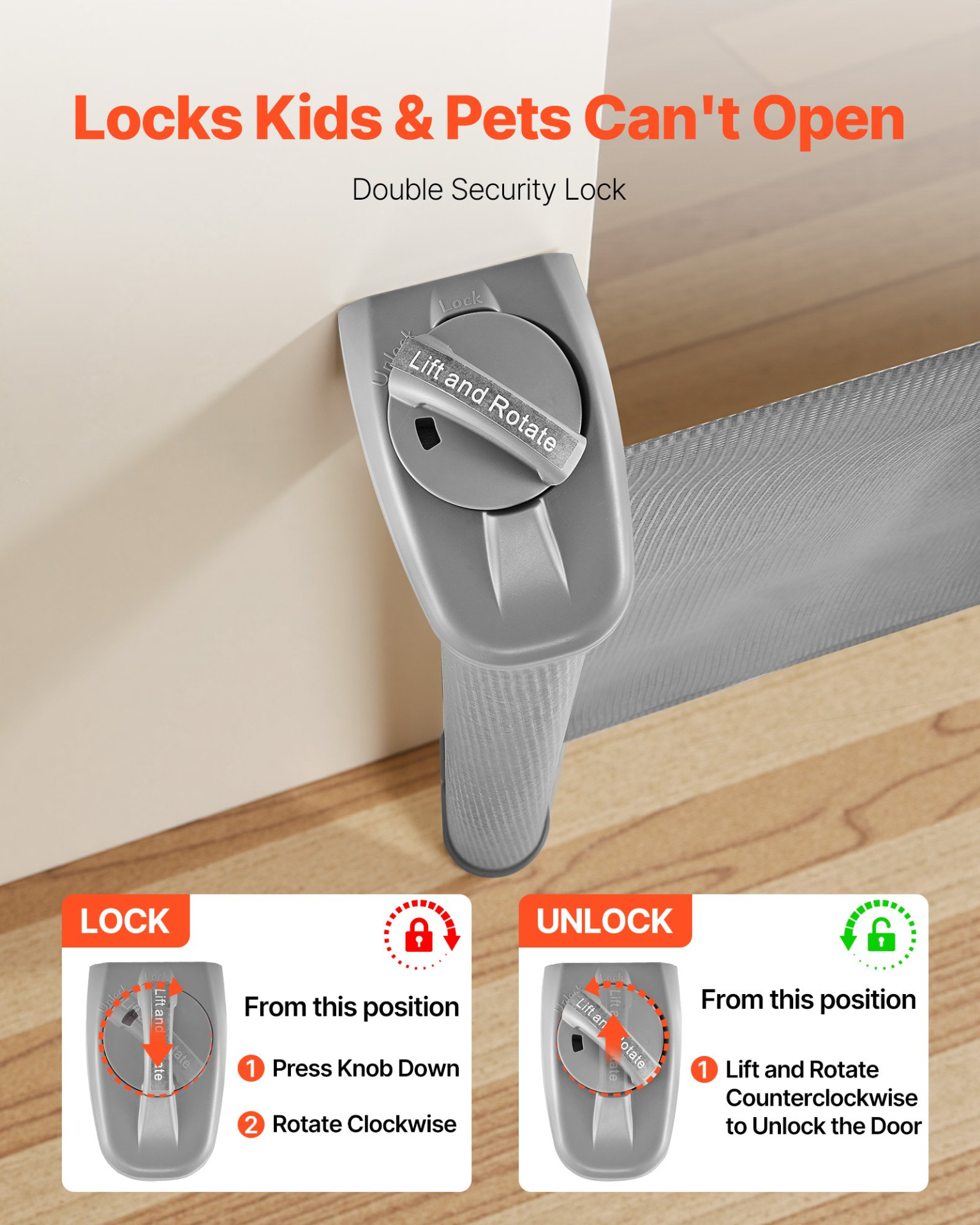 Retractable Baby Gate, 56.3-Inch Wide, 31.3-Inch Tall – Gray