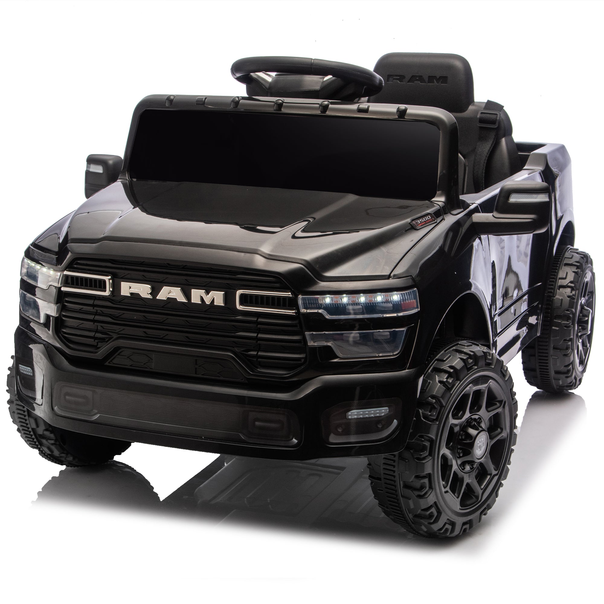 12V Licensed Dodge RAM 3500 2-Seater Ride-On Truck – Black