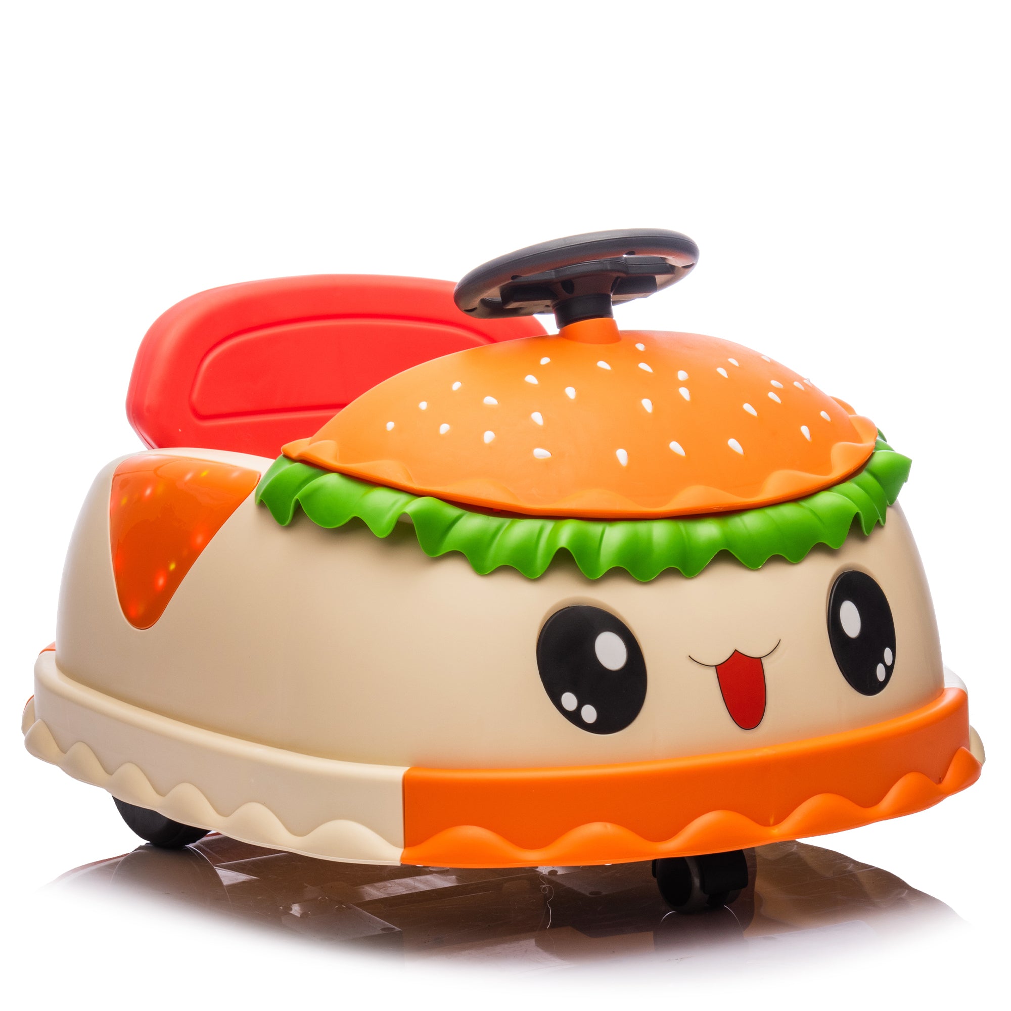 Kids 12V Ride-On Hamburger Bumper Car with Bluetooth & Storage