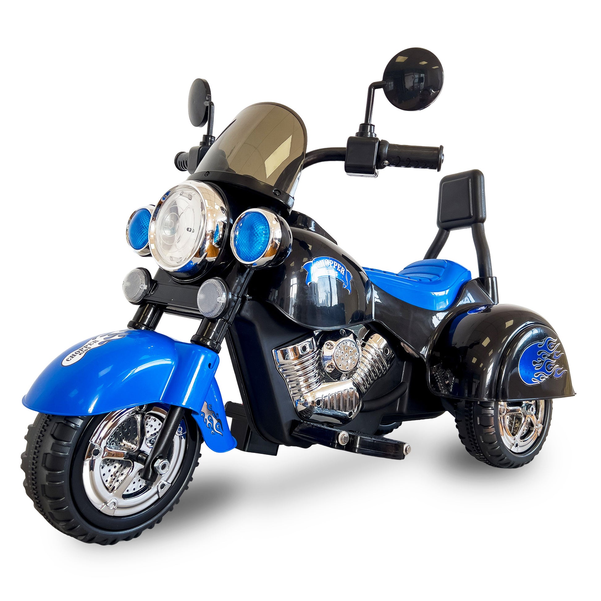 Kids Ride On Motorcycle Toy, 3-Wheel Chopper Motorbike with LED Colorful Headlights Horn, Blue 6V Battery Powered Riding on Electric Harley Motorcycle for Boys Girls - The Little Big Store