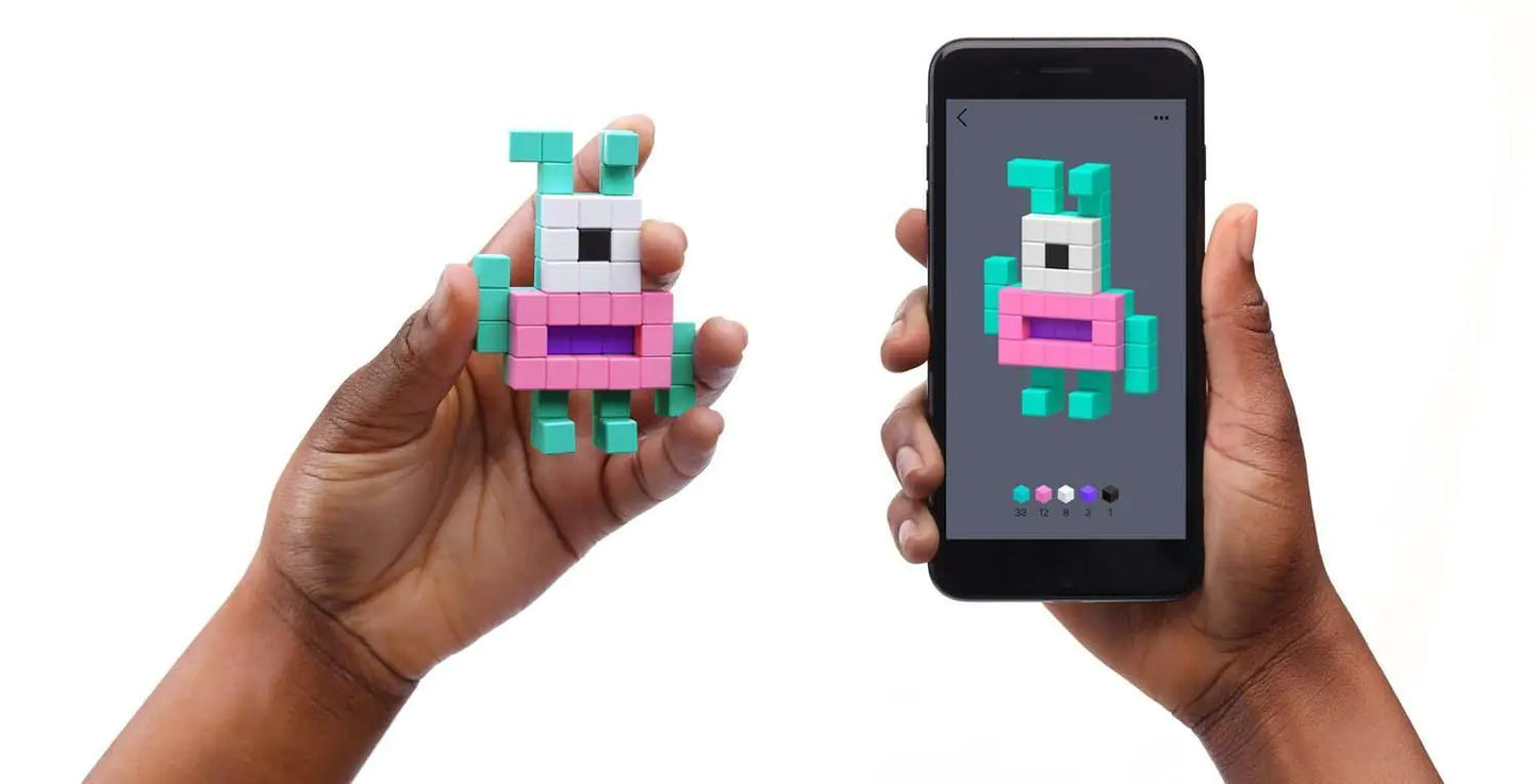 PIXIO Mini Safari 137 Magnetic Blocks in 6 Colors and Free Mobile App for Design - The Little Big Store