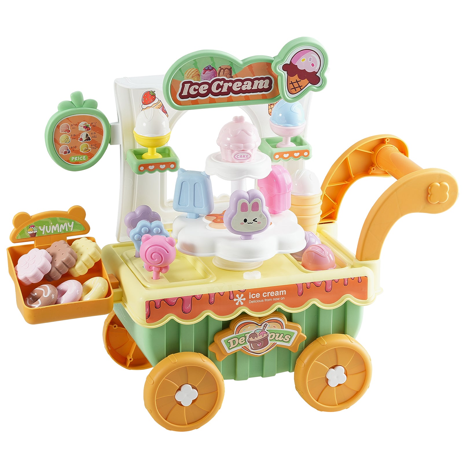 Ice Cream Cart for Kids Pretend Play Ice Cream Shop for Kids Aged 3+