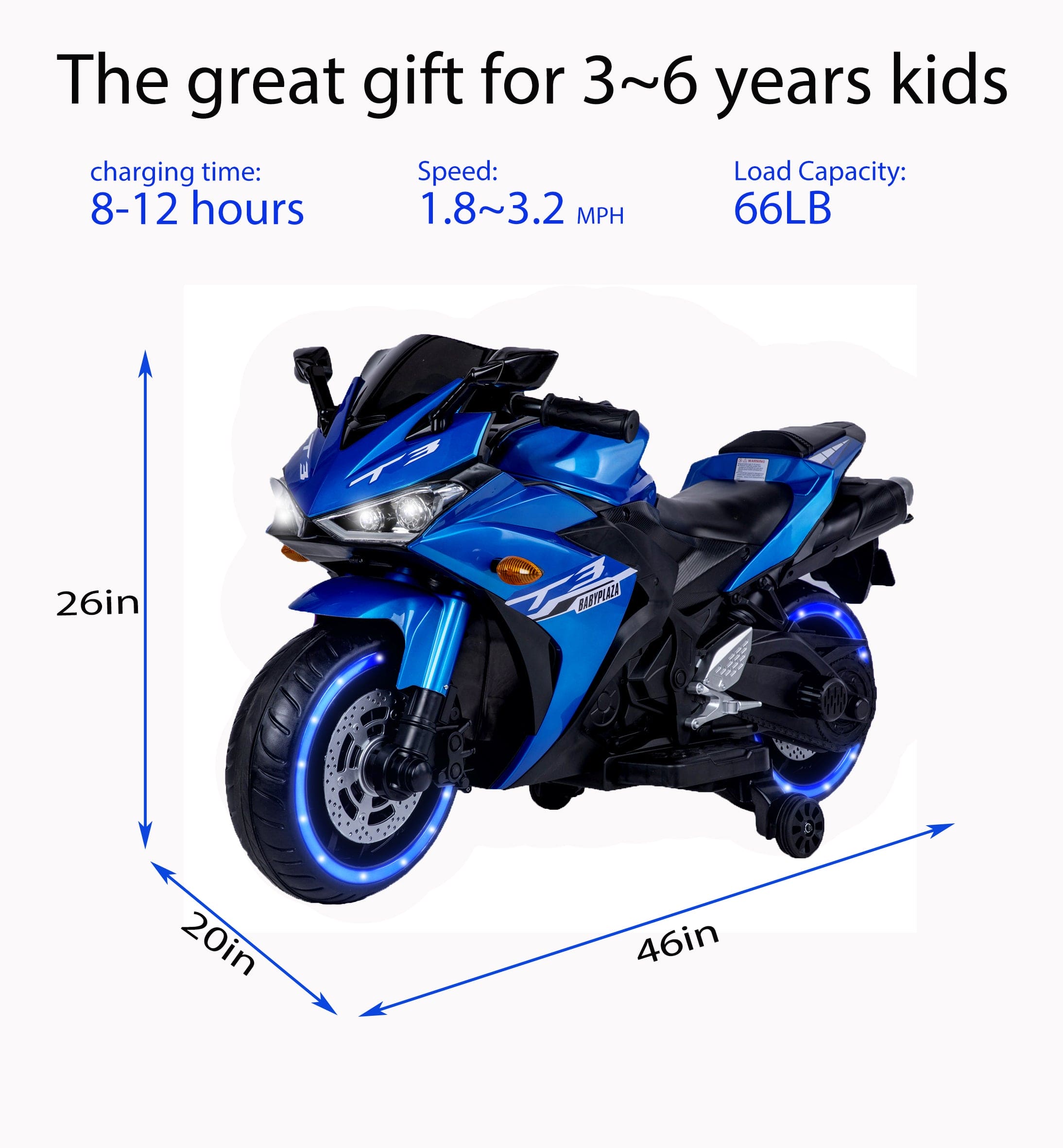 12V 7AH Kids Electric Motorcycle with Training Wheels