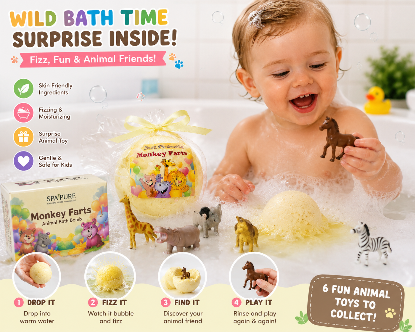 TheLittleBigStore SurpriseSplash™ 30-Pack Kids Bath Bomb Treasure Box