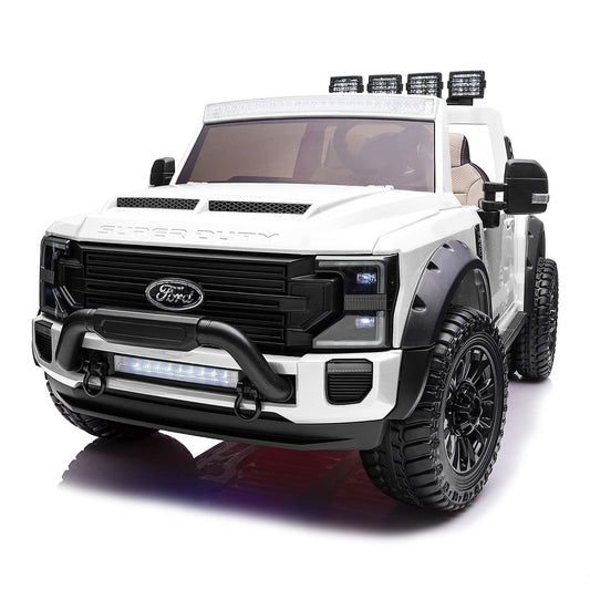 Ford F450 Custom Edition 24V Kids Ride-On Car Truck with R/C Parental Remote | White - The Little Big Store