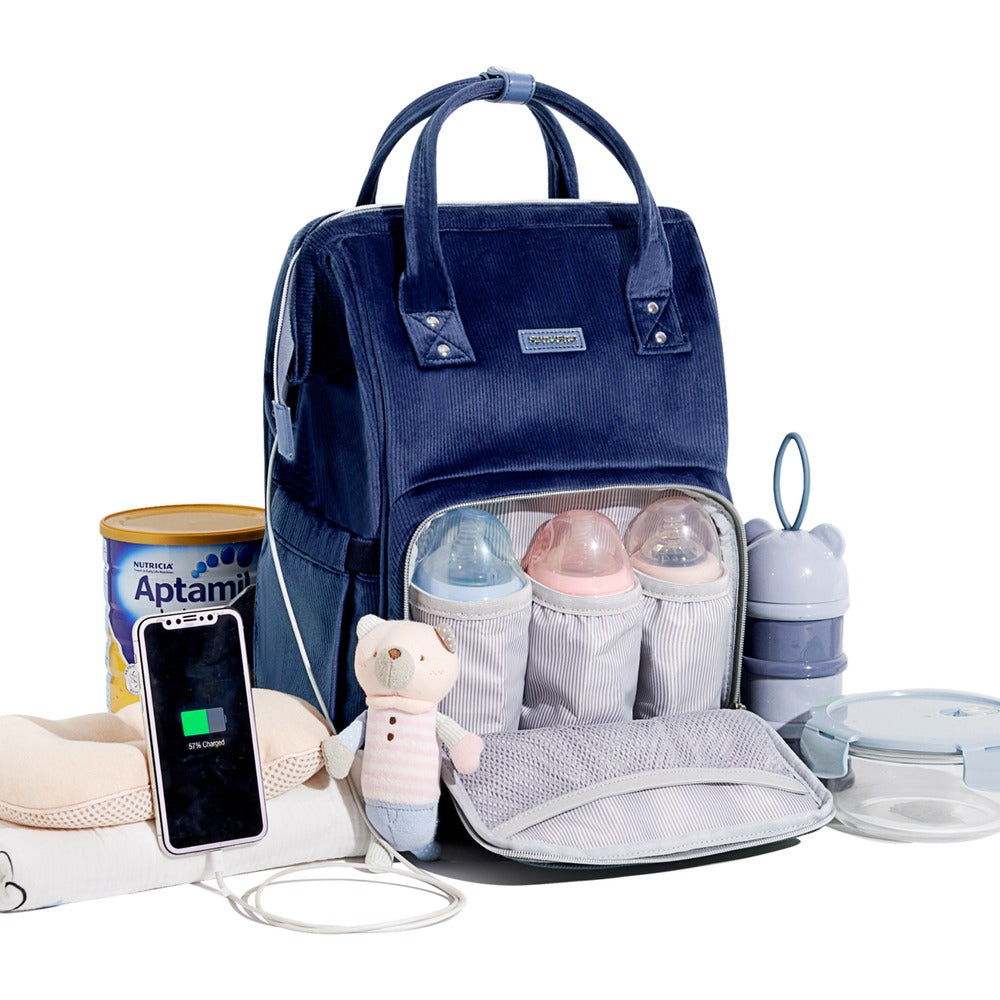 ๐ CozyCord Corduroy Diaper Backpack ๐ผ โ Stylish & Durable Baby Bag for Modern Parents