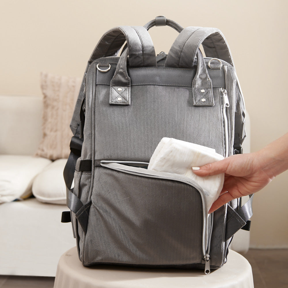 ๐ CozyCord Corduroy Diaper Backpack ๐ผ โ Stylish & Durable Baby Bag for Modern Parents