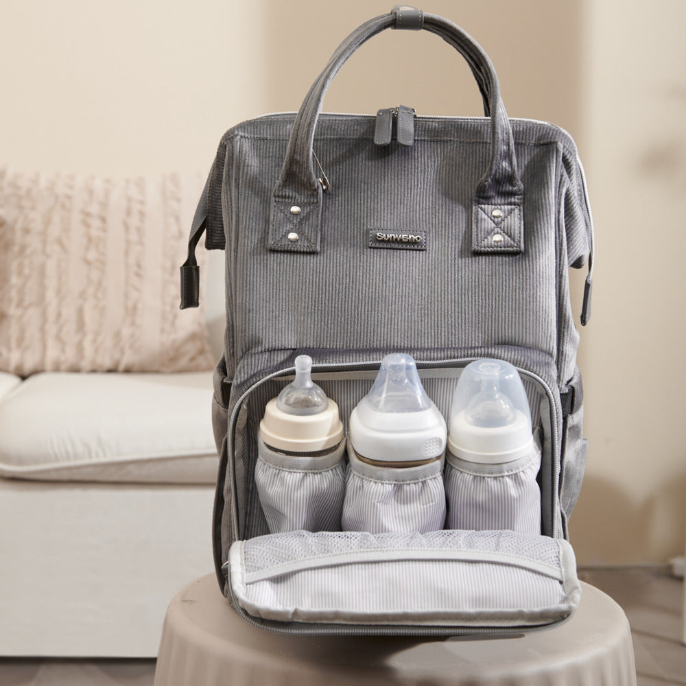 ๐ CozyCord Corduroy Diaper Backpack ๐ผ โ Stylish & Durable Baby Bag for Modern Parents