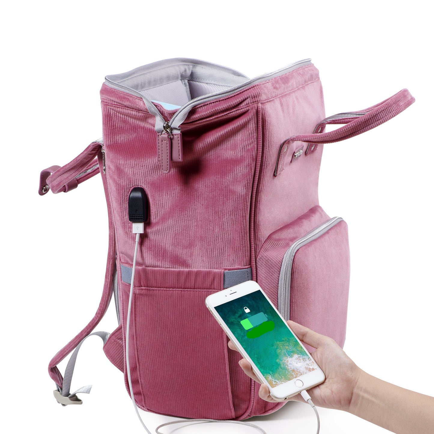 ๐ CozyCord Corduroy Diaper Backpack ๐ผ โ Stylish & Durable Baby Bag for Modern Parents