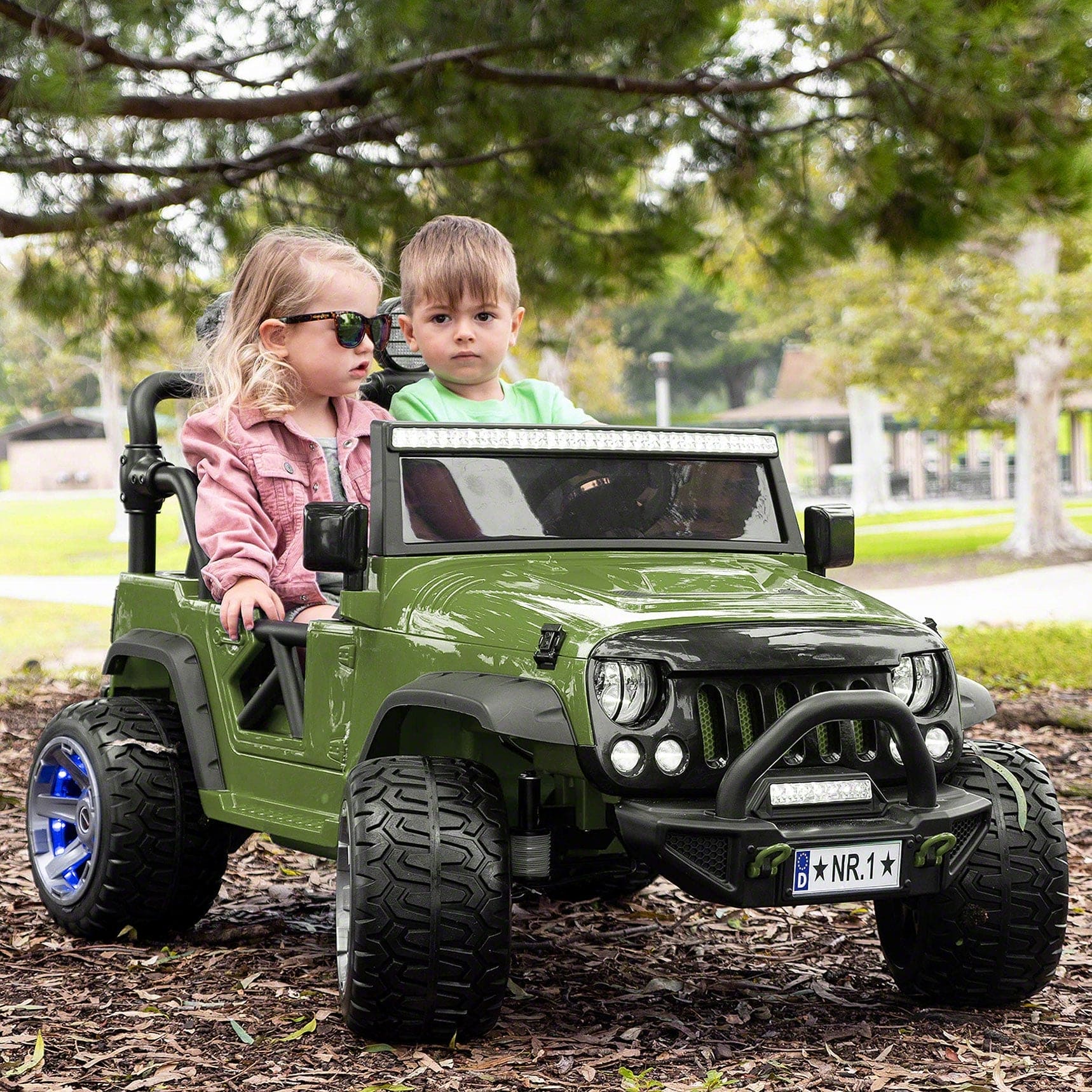 Trail Explorer 12V Kids Ride-On Car Truck with R/C Parental Remote | Olive Green - The Little Big Store