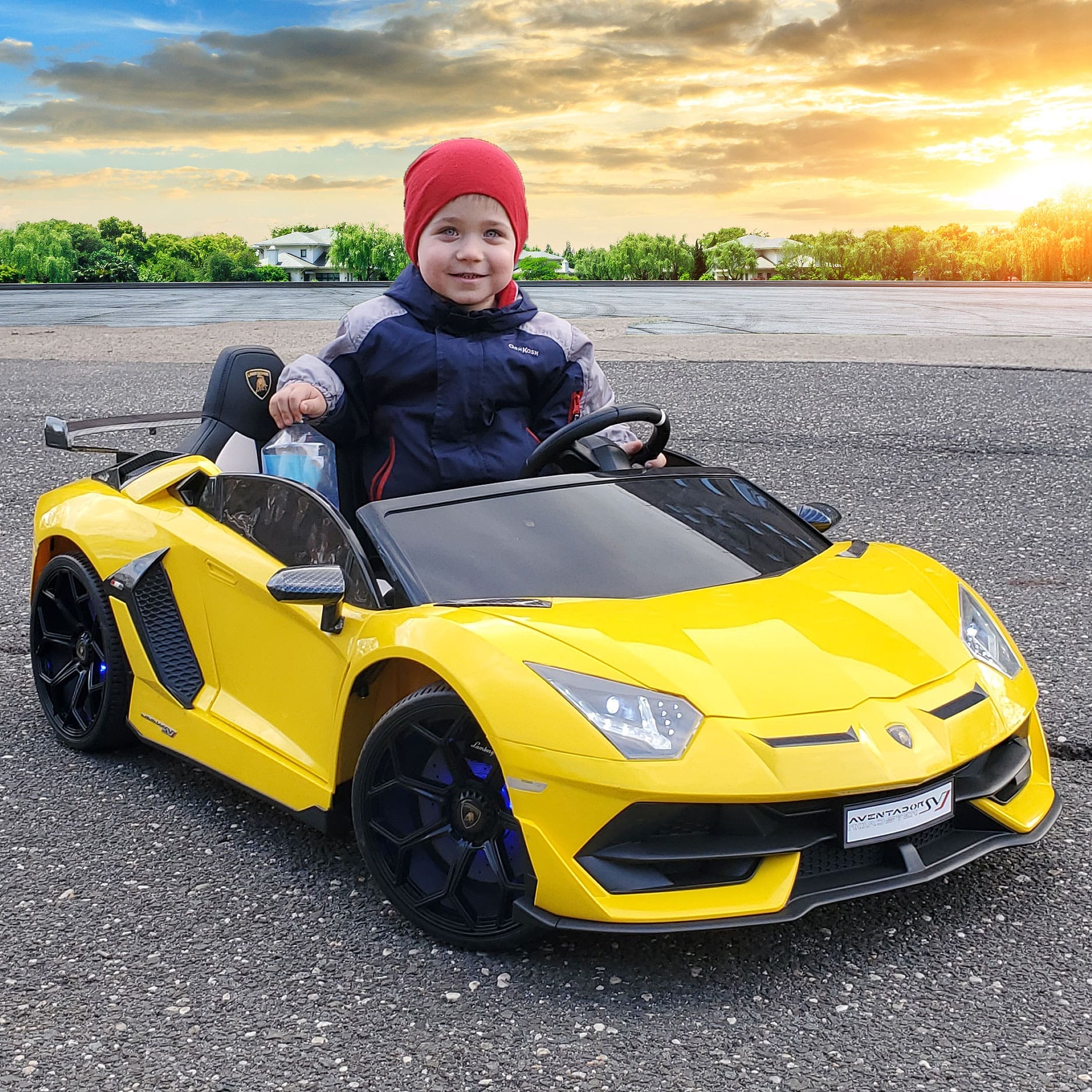 Lamborghini Aventador SVJ 24V Kids Ride-On Car with R/C Parental Remote | Yellow - The Little Big Store