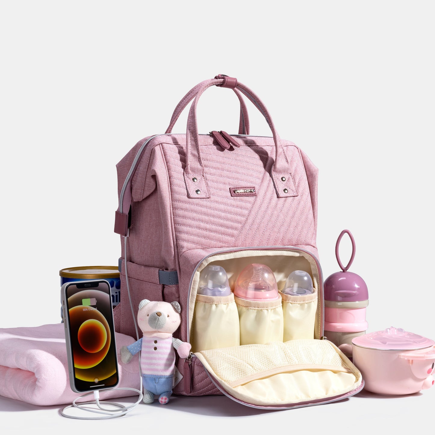π LuxeQuilt Quilted Diaper Bag Backpack πΌ β Elegant, Spacious & Durable Baby Bag for Trendy Parents