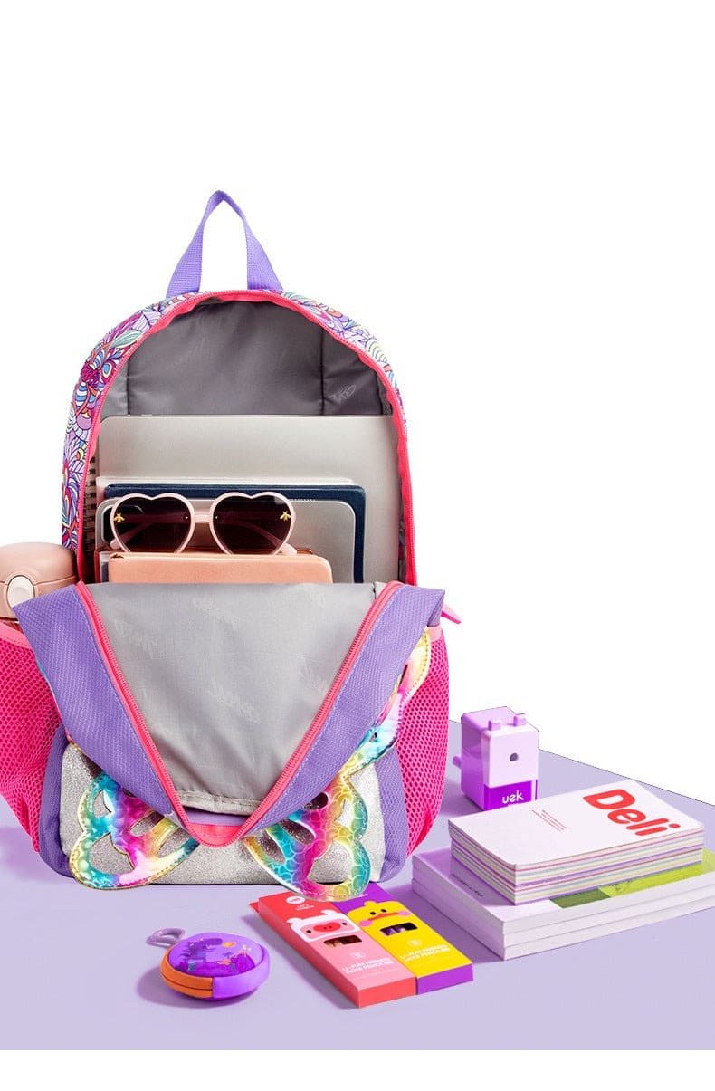 Rainbow Butterfly Bliss: 3D Colorful Kids' Backpack for Girls! ππ¦π