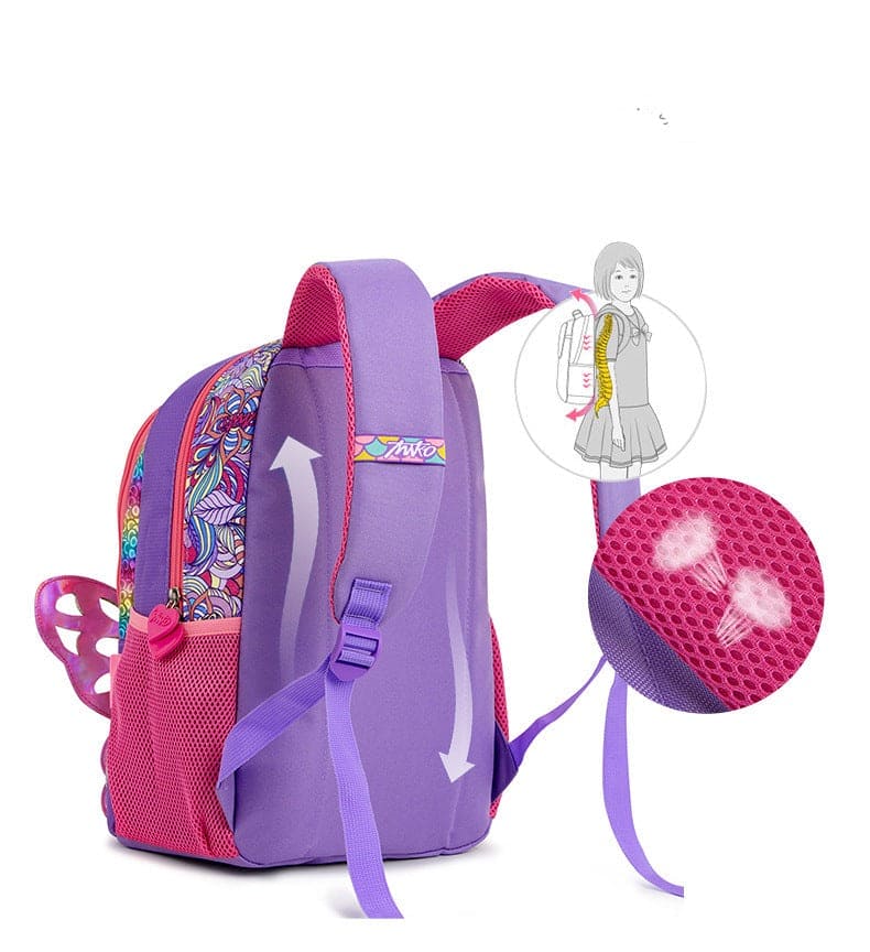 Rainbow Butterfly Bliss: 3D Colorful Kids' Backpack for Girls! ππ¦π