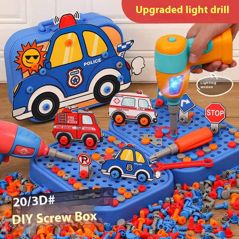 Kids Electric Screw Tool Box β 210 to 220 PCS DIY Construction Toy Set with Optional Electric Drill for Creative Building Play