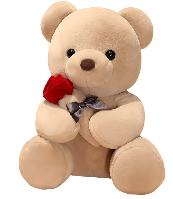 Hugging Roses Teddy Bear Plush Pillow