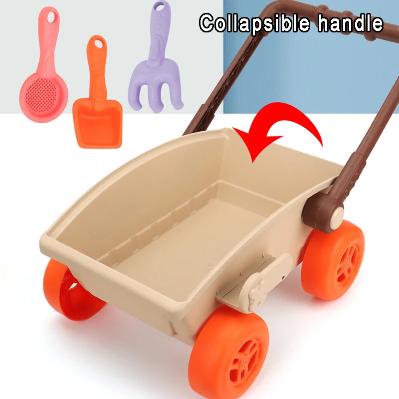 Sandy Adventures Beach Trolley Set: Portable Sand Play Kit with Animal Molds and Accessories for Kids