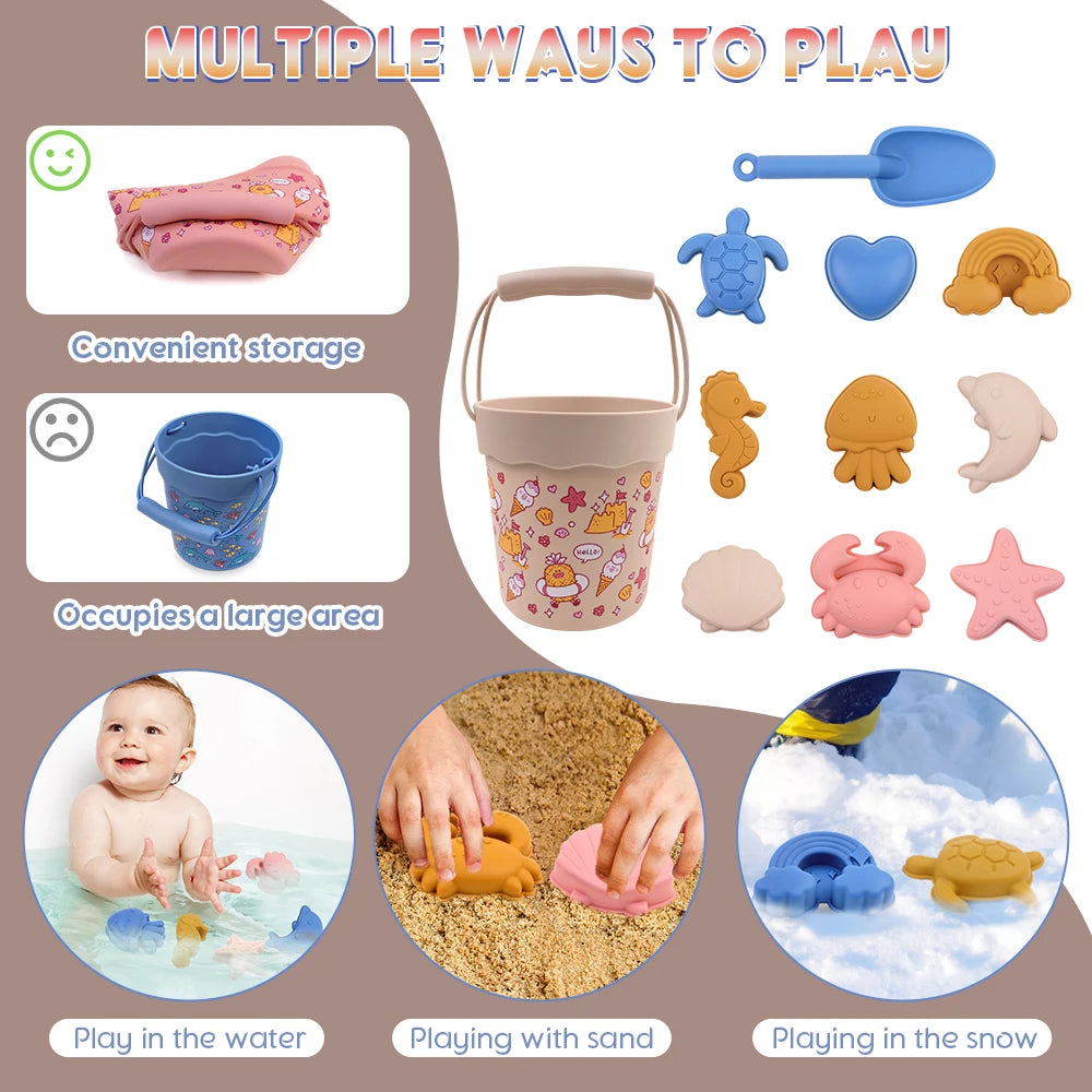 Sandy Adventures Playset: Outdoor Silicone Beach Toy Set for Kids' Beach Fun