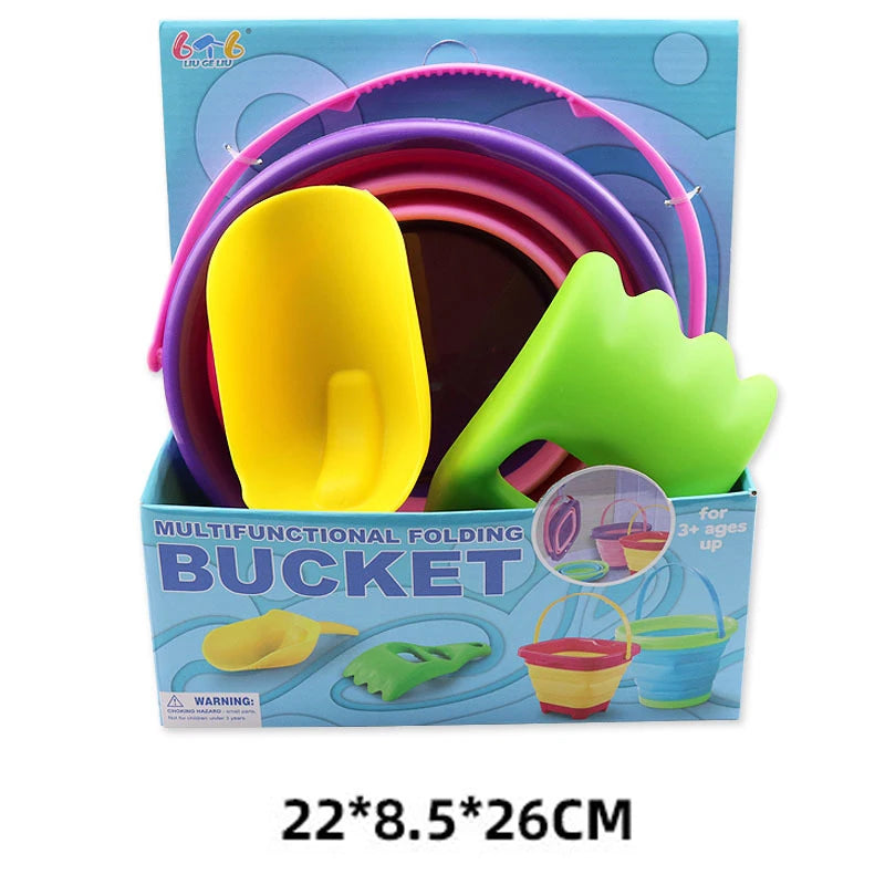 Fold & Fun Telescopic Beach Bucket: Portable Sand Toy and Multi-Purpose Storage for Kids' Summer Adventure - The Little Big Store