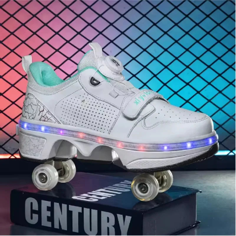 GlideX™ StreetRoll – 2-in-1 Double Wheel Roller Shoes for Boys & Teens