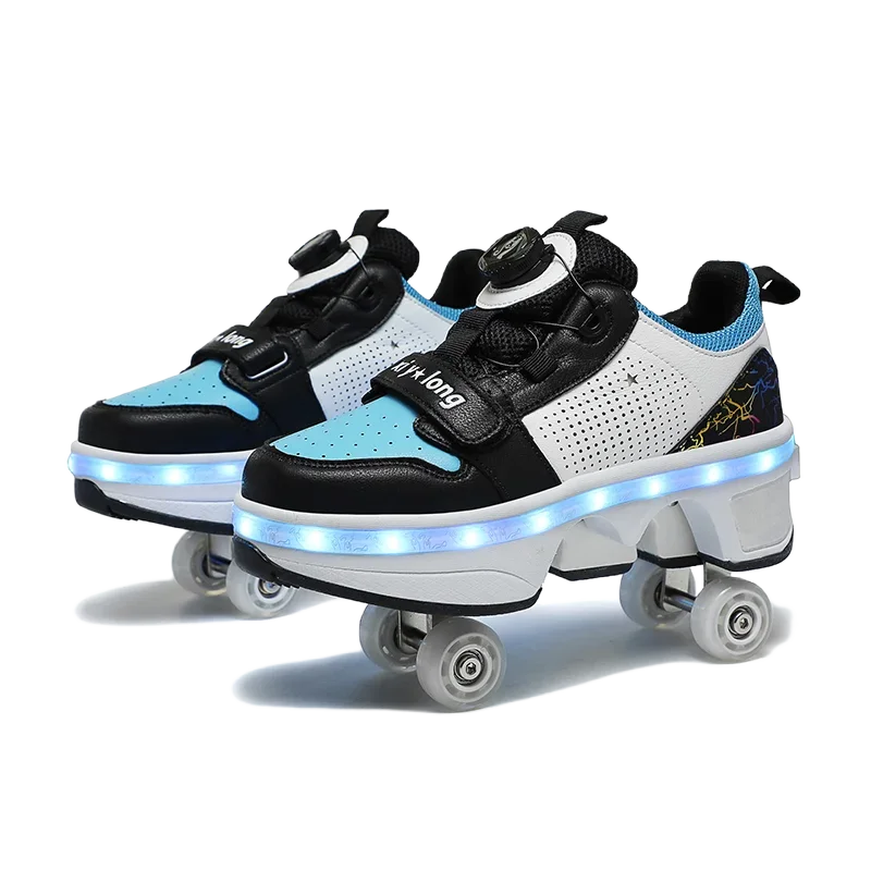 GlideX™ StreetRoll – 2-in-1 Double Wheel Roller Shoes for Boys & Teens