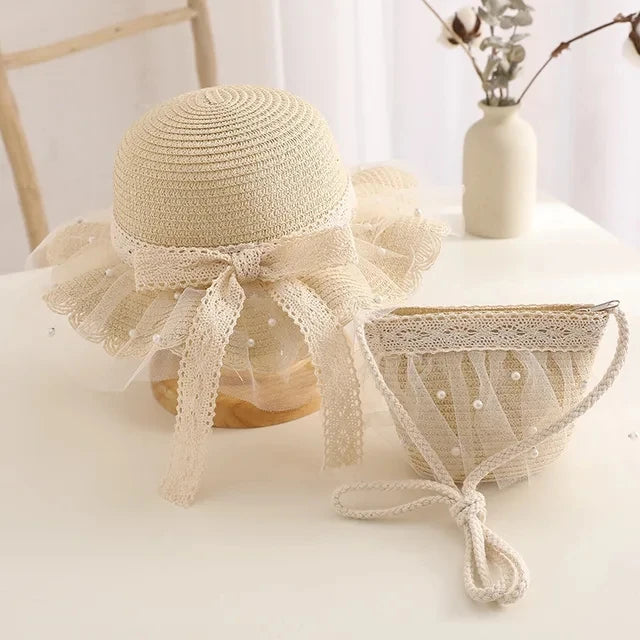 Sunshine Blossom Set: Summer Straw Hat and Handbag Ensemble for Girls - The Little Big Store