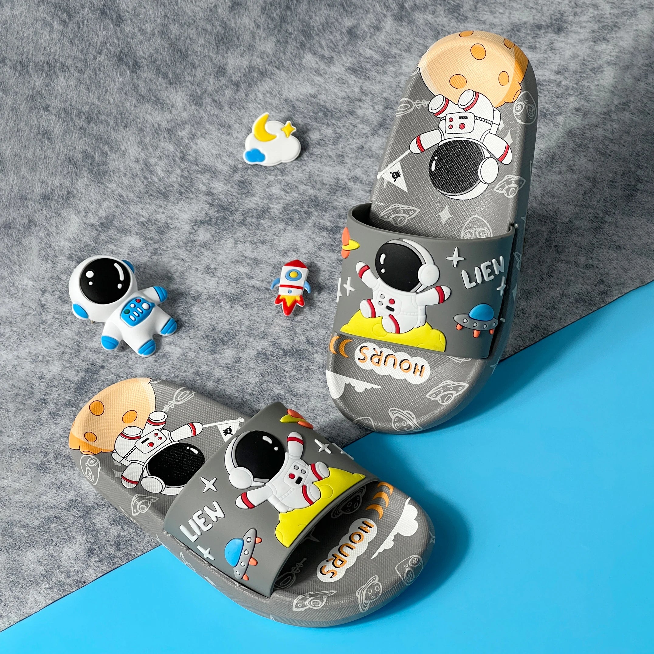 Cute Cartoon Astronaut Toddler Slippers for Boys and Girls Open-Toed Sandals