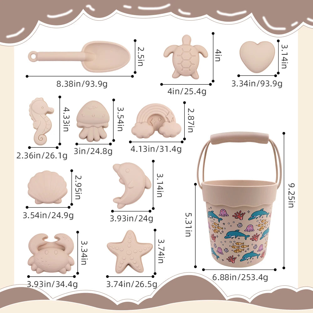 Sandy Adventures Playset: Outdoor Silicone Beach Toy Set for Kids' Beach Fun