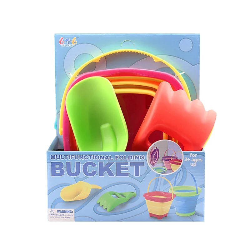 Fold & Fun Telescopic Beach Bucket: Portable Sand Toy and Multi-Purpose Storage for Kids' Summer Adventure - The Little Big Store